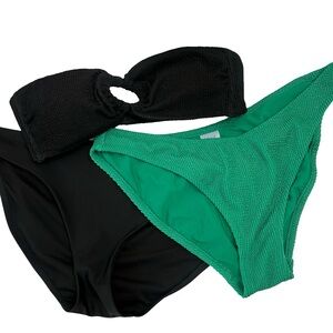 3 piece mix & match Black and Green Women's Bikini set women’s Large (12-14) NWT